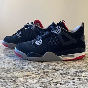 Nike Air Jordan 4 Retro Black Red Grey Mens 8.5 Athletic Excellent Preowned